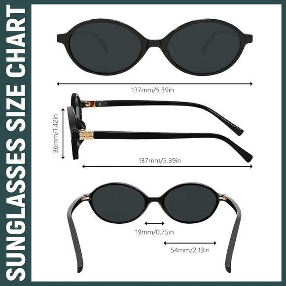 Retro Oval Sunglasses Unisex Small 90s Style Trendy Fashionable Shades - Picture 3 of 6